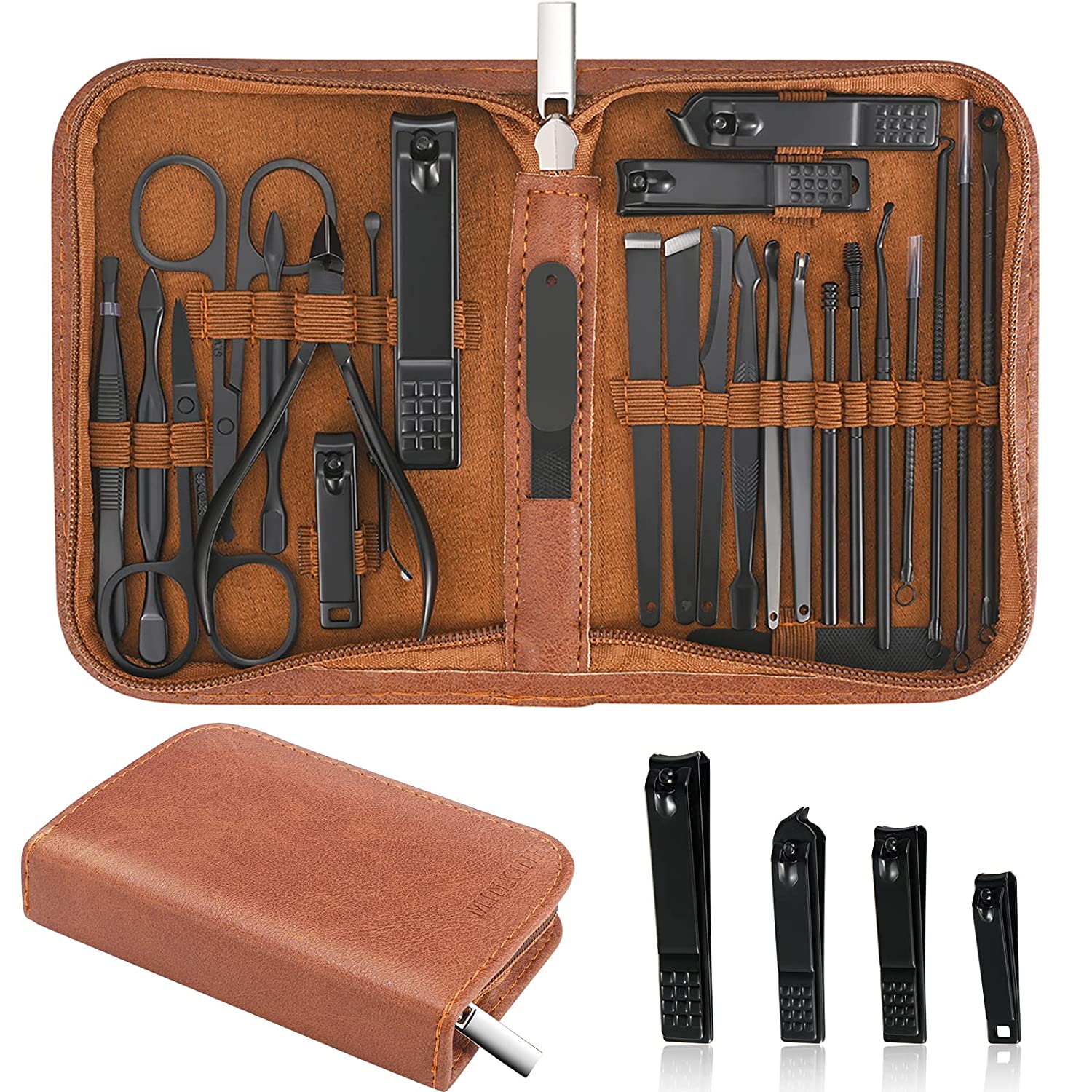 230816071126758_1 Manicure Set Professional Nail Clipper Kit-26 Pieces Stainless Steel Manicure Kit,nail Care Tools With Luxurious Travel Case - Image 1